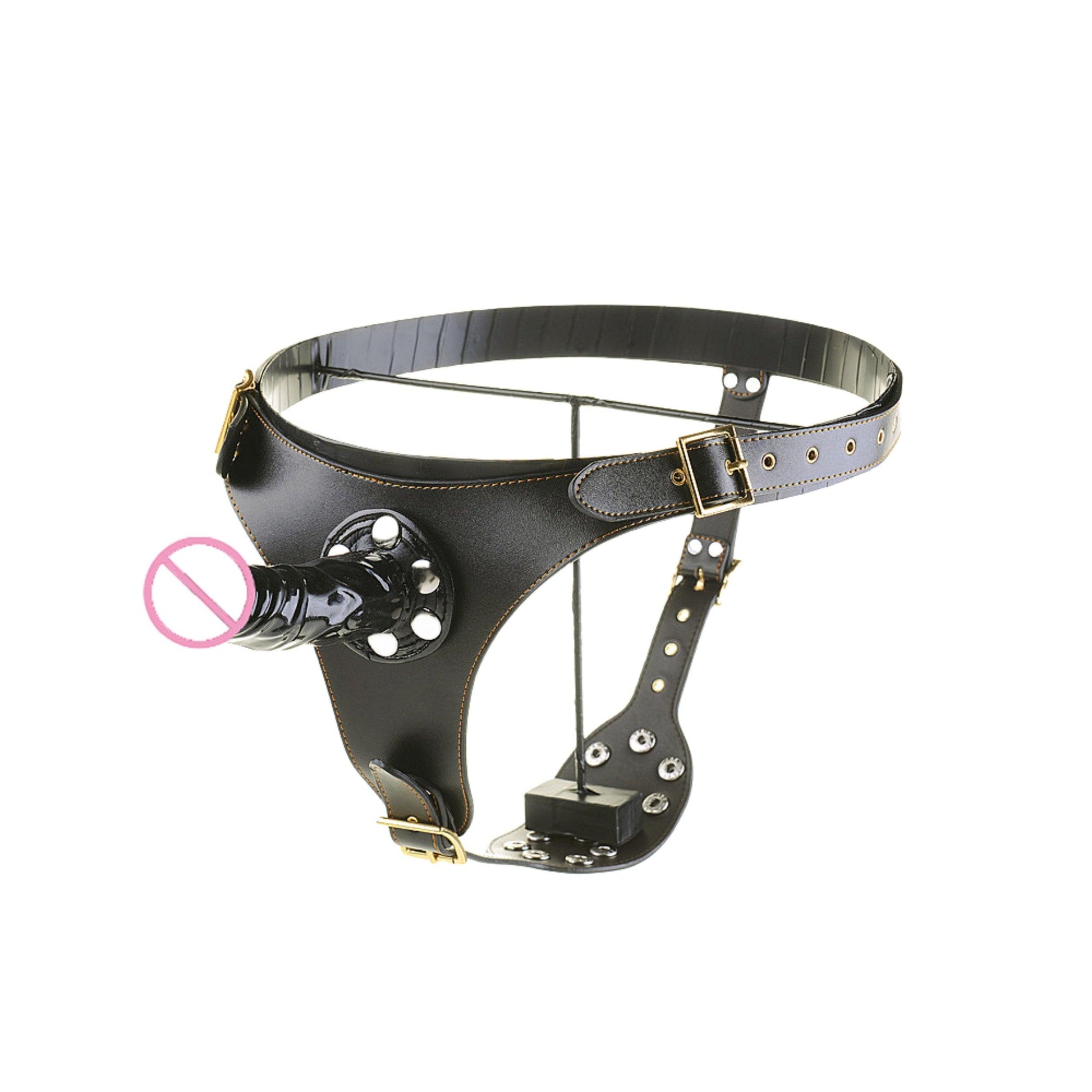 Triple Penetration PU Leather Strap-On for Women - High-Quality Material, Comfortable Fit, Discreet Packaging - Non-Vibrating Dildos