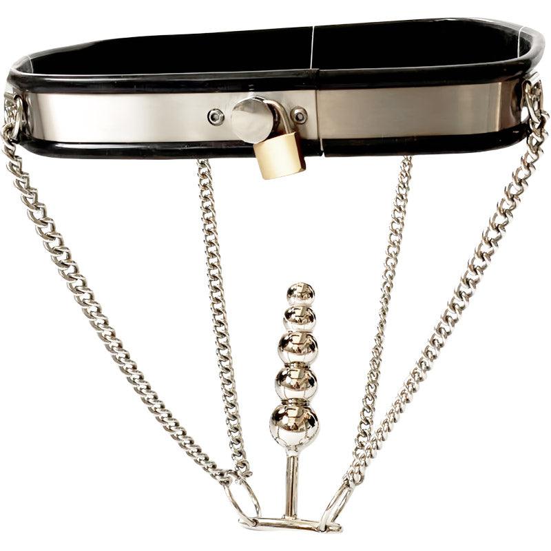 THORN GARDEN™ Black female invisible vaginal plug stainless steel chastity belt