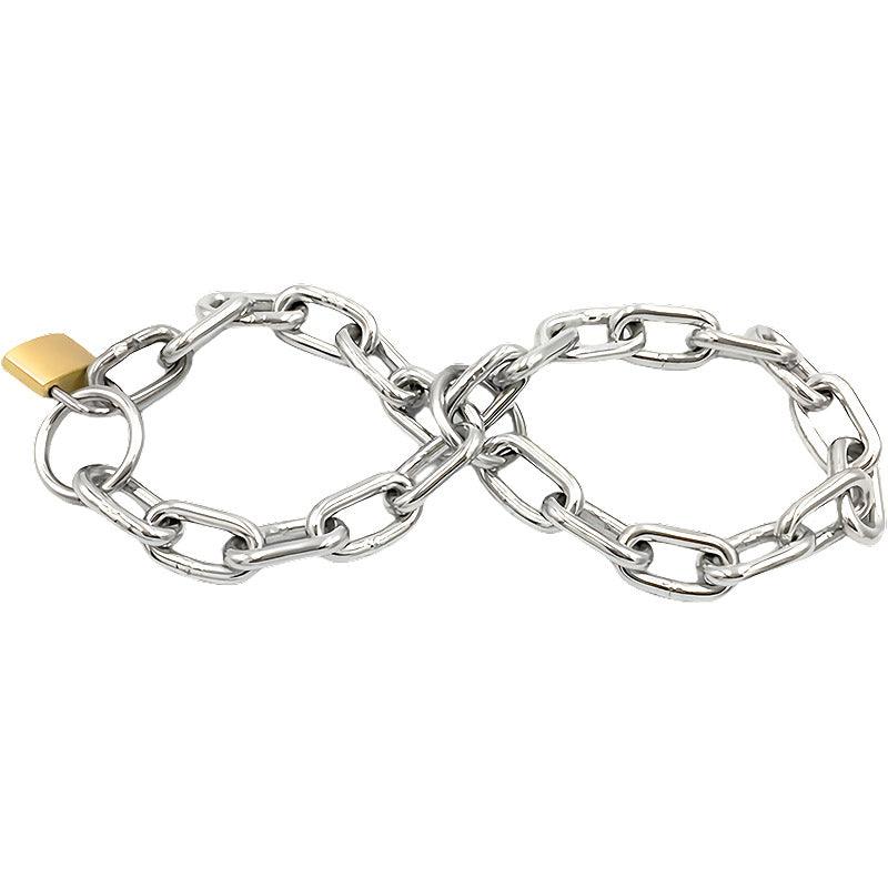 THORN GARDEN™ BDSM Stainless Steel Chain Lock Handcuffs free shipping