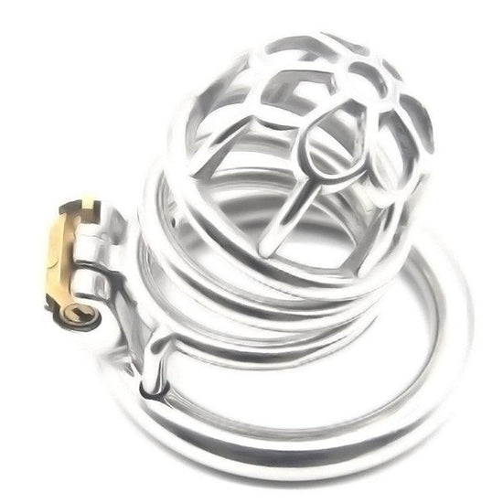 THORN GARDEN™ Stainless Steel Chastity Cage for Men: Plum Blossom Design