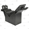 Black heavy-duty tickling chair with steel frame and adjustable leather restraint panels