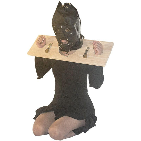 THORN GARDEN™ Wooden Bondage Wooden shackle integrated with hand and neck