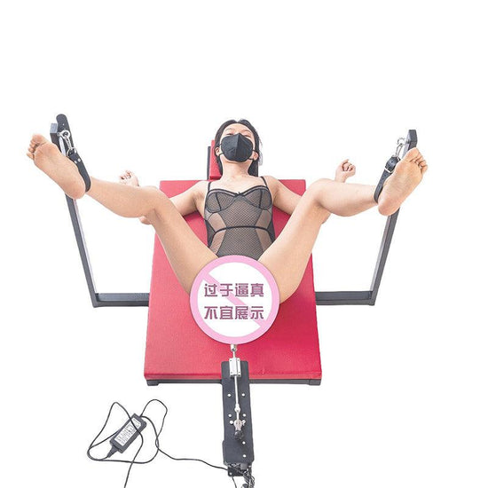 THORN GARDEN™ red leather bdsm bondage chair with sex machine and free shipping