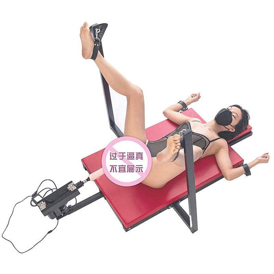 THORN GARDEN™ red leather bdsm bondage chair with sex machine and free shipping