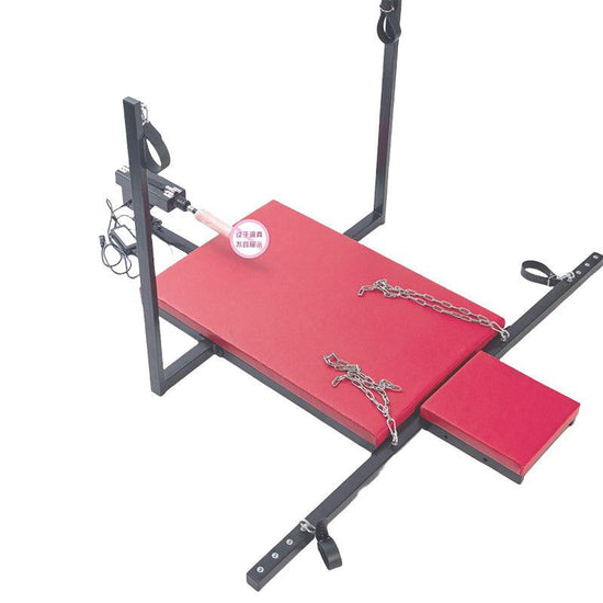 THORN GARDEN™ red leather bdsm bondage chair with sex machine and free shipping