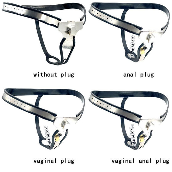 THORN GARDEN™ Stainless steel female chastity belt adapted anal plug vaginal plug