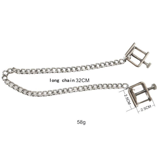 THORN GARDEN™ BDSM Stainless Steel Nipple Clamps with Chain Connecting