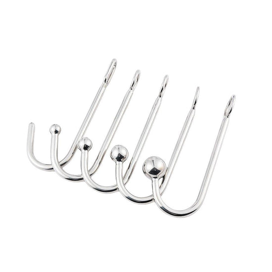 THORN GARDEN™ Premier Solid Stainless Steel Anal Hook with Interchangeable Balls - 304 Non-Rust, Total Length 22.5cm, Multiple Sizes Available