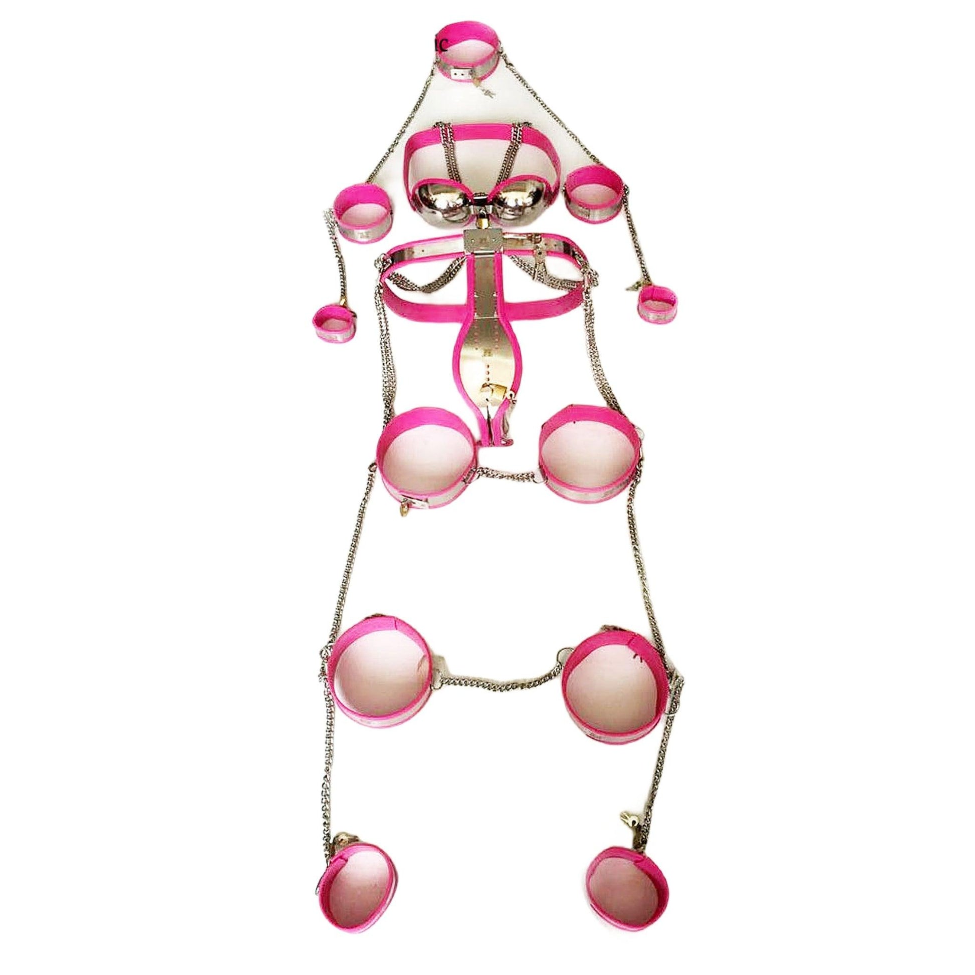 THORN GARDEN™ High-Quality Male Bodysuit Chastity Outfit with Matching Wrist, Ankle, and Thigh Cuffs