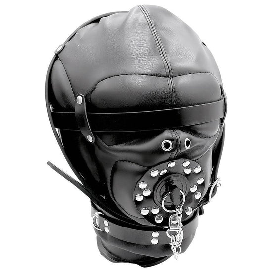 THORN GARDEN™ bondage black forced blowjob leather hood