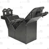 Black heavy-duty tickling chair with steel frame and adjustable leather restraint panels