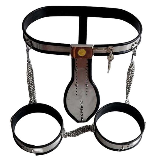 THORN GARDEN™ Premium 304 Stainless Steel Chastity Belts for Men with Thigh Restraint Hoops