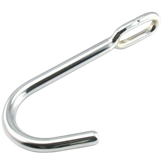 THORN GARDEN™ Polished Flared Base Stainless Steel Anal Hook - 304 Corrosion-Resistant Material, 1.2cm Diameter, 22.8cm Length, Expanded Loop Size 1.2 x 3.6cm
