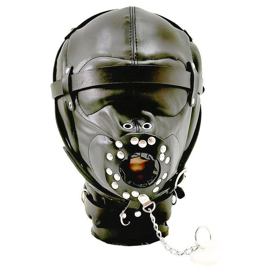 THORN GARDEN™ bondage black forced blowjob leather hood