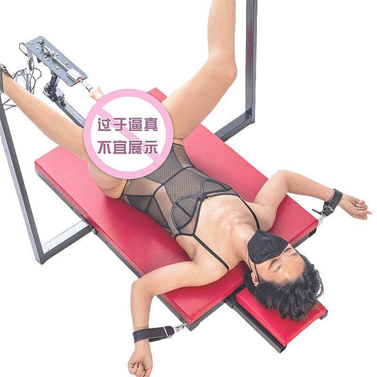 THORN GARDEN™ red leather bdsm bondage chair with sex machine and free shipping