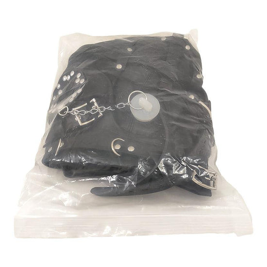 THORN GARDEN™ bondage black forced blowjob leather hood