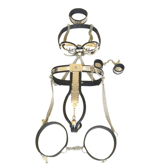 THORN GARDEN™ High-Quality Male Bodysuit Chastity Device with Attached Handcuffs