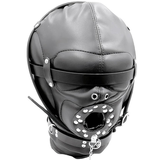 THORN GARDEN™ bondage black forced blowjob leather hood