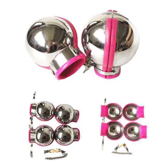THORN GARDEN™ Exclusive Stainless Steel Silicone Ball Handcuffs for BDSM Participants