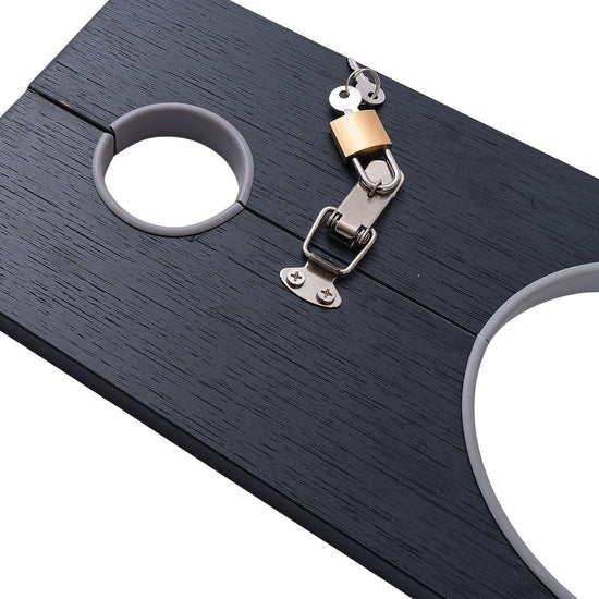 THORN GARDEN™ Master the Desire Lock: Black One-Character Hand-Neck Wooden pillory