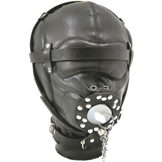 THORN GARDEN™ bondage black forced blowjob leather hood