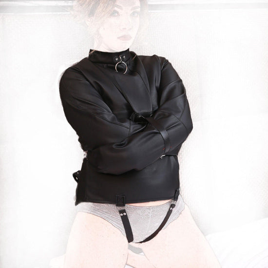 THORN GARDEN™ Black Leather Forceful Restraint Suit for BDSM