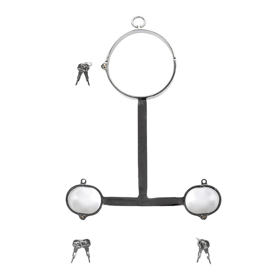 THORN GARDEN™ T-Shaped Bondage Collar: Professional Stainless Steel Hand and Neck