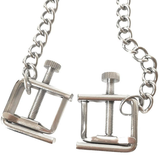 THORN GARDEN™ BDSM Stainless Steel Nipple Clamps with Chain Connecting