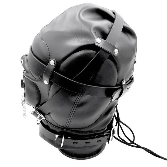 THORN GARDEN™ bondage black forced blowjob leather hood