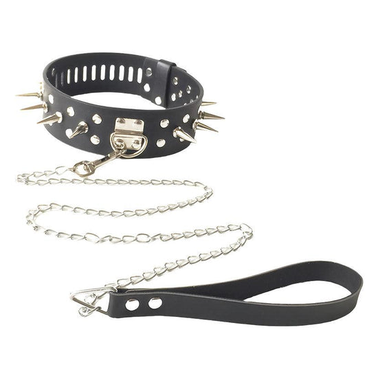 THORN GARDEN™ Spiked Leather Leash Slave Collar free shipping