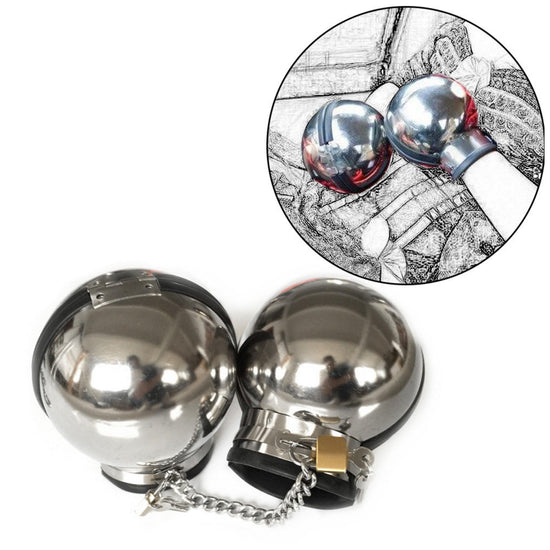 THORN GARDEN™ Exclusive Stainless Steel Silicone Ball Handcuffs for BDSM Participants