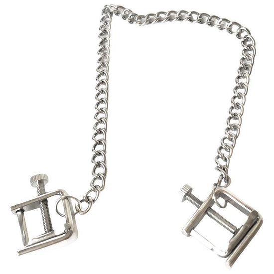 THORN GARDEN™ BDSM Stainless Steel Nipple Clamps with Chain Connecting