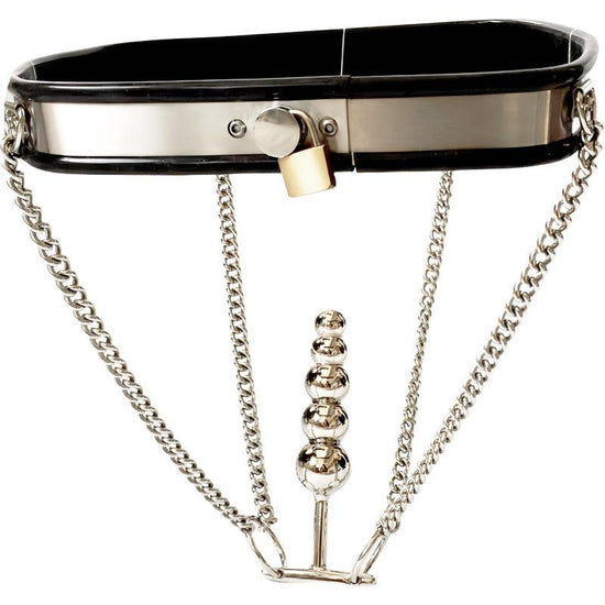 THORN GARDEN™ Black female invisible vaginal plug stainless steel chastity belt