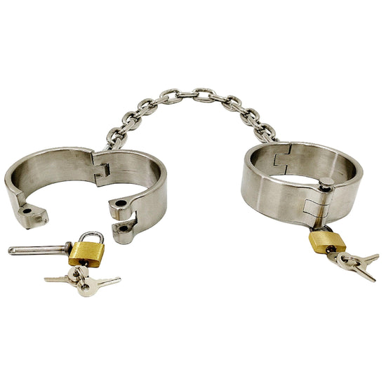 THORN GARDEN™ Men's & Women's 304 Stainless Steel Post Lock Handcuffs & Ankle Cuffs Set with Collars
