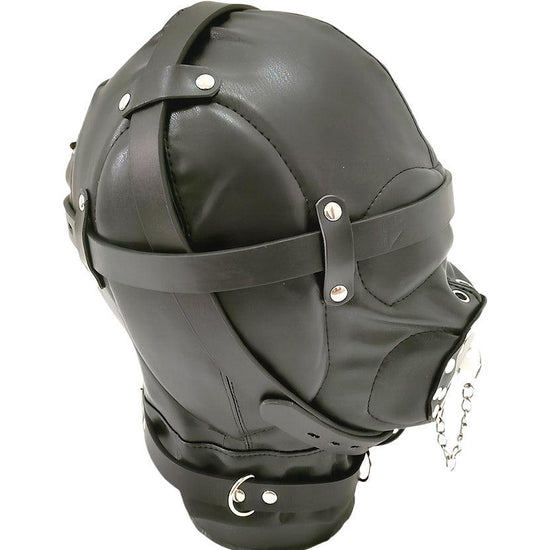 THORN GARDEN™ bondage black forced blowjob leather hood