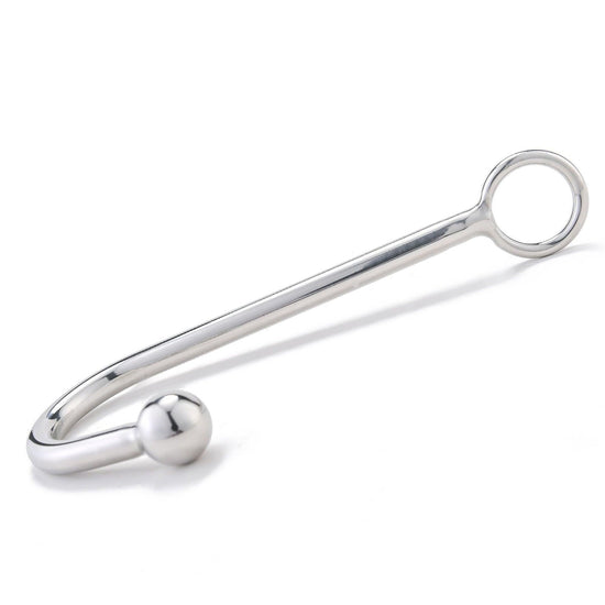 THORN GARDEN™ Premier Solid Stainless Steel Anal Hook with Interchangeable Balls - 304 Non-Rust, Total Length 22.5cm, Multiple Sizes Available