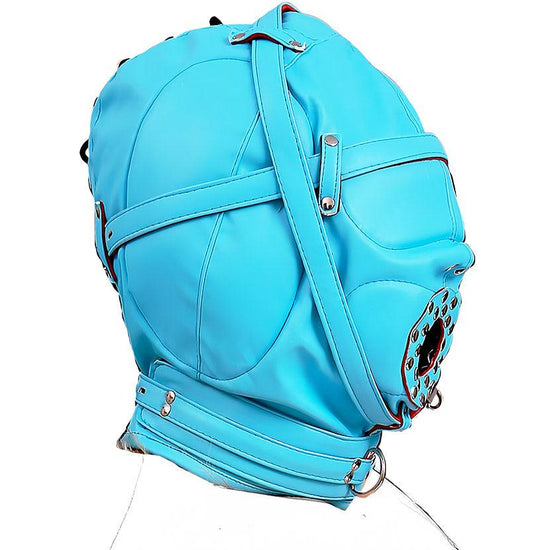 THORN GARDEN™ bondage Blue forced blowjob leather hood