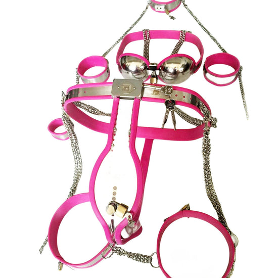 THORN GARDEN™ High-Quality Male Bodysuit Chastity Outfit with Matching Wrist, Ankle, and Thigh Cuffs