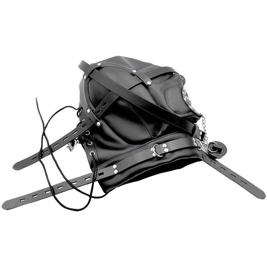 THORN GARDEN™ bondage black forced blowjob leather hood