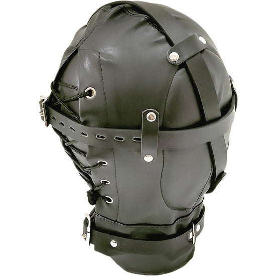 THORN GARDEN™ bondage black forced blowjob leather hood