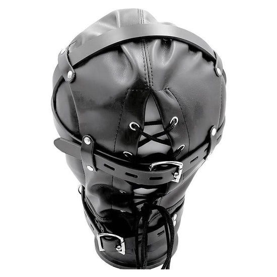 THORN GARDEN™ bondage black forced blowjob leather hood