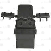 Black heavy-duty tickling chair with steel frame and adjustable leather restraint panels