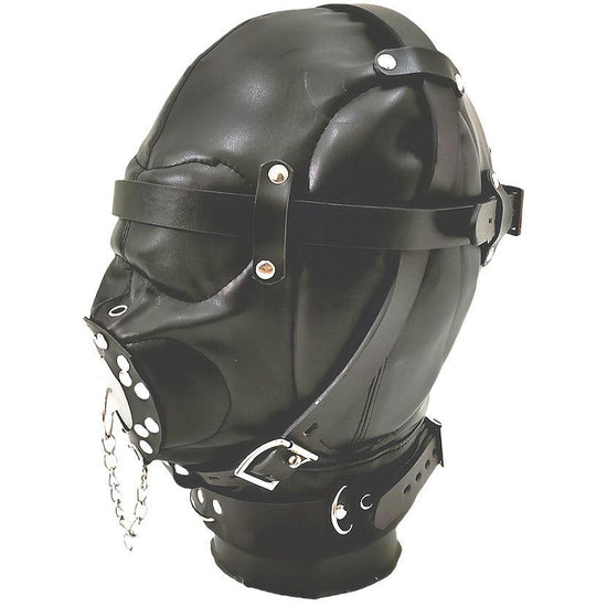 THORN GARDEN™ bondage black forced blowjob leather hood