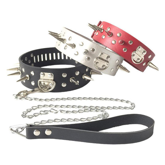 THORN GARDEN™ Spiked Leather Leash Slave Collar free shipping