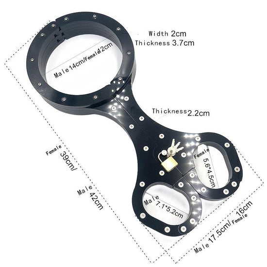 THORN GARDEN™ High-Quality Black Crystal Neck and Wrist Restraint for BDSM Play