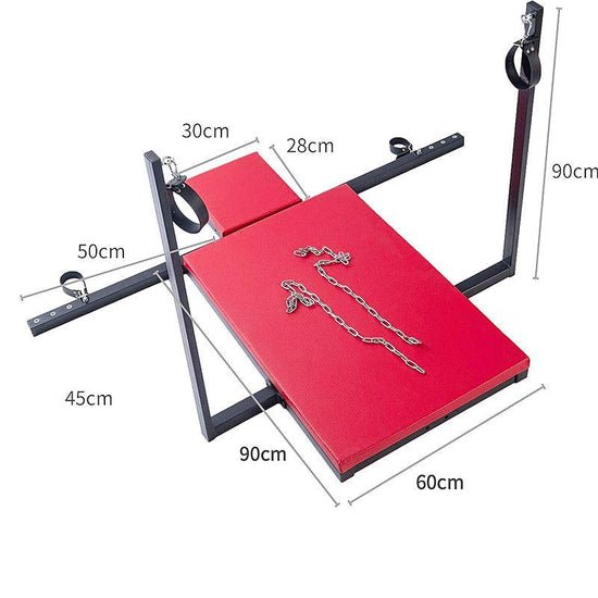 THORN GARDEN™ red leather bdsm bondage chair with sex machine and free shipping