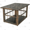 Side profile of vintage coffee table cage TG062 showing hinged door entry and heavy-duty locking latch