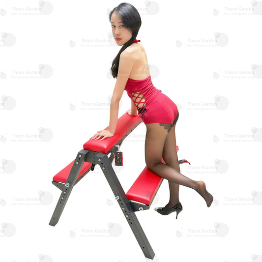 red leather bdsm horse bench
