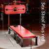Product dimension diagram of the THORN GARDEN Folding BDSM Bondage Bench - TGXADPLUS highlighting overall length 166 cm (65 in), width 48 cm (18 in), height 103 cm (40 in), bench surface height 28 cm (11 in), and pillory board 80 × 30 cm (31 × 12 in)   