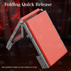 Folding and quick-release feature view of the THORN GARDEN Folding BDSM Bondage Bench - TGXADPLUS highlighting the compact folding mechanism, red leather padded bench, and black steel frame